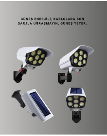 3 Modlu Güneş Paneli Aydınlatmalı Dış Mekan Güvenlik Işığı – IP65 Su Geçirmez, PIR Sensörlü