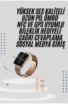 Akıllı Saat 3 Kordonlu Ve Aksesuarlı Bayanlar Için Şık Rose renk