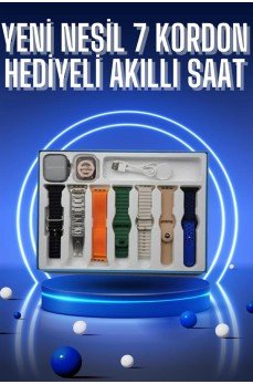 Akıllı Saat 7 Kordon Hediyeli Takvim Alarm Nabız Ölçer Bildirim Görme Sesli Görüşme