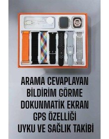 Akıllı Saat 7 Kordonlu Metal,Plastik Ve Hasır Kordon Seçeneği