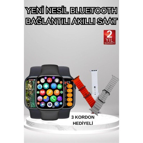 Akıllı Saat Arama Görüşme Bildirim Görme Uyku ve Sağlık Takibi Nabız Ölçer 3 Kordon Hediyeli Akıllı Saat Arama Görüşme Bildirim Görme Uyku ve Sağlık Takibi Nabız Ölçer 3 Kordon Hediyeli