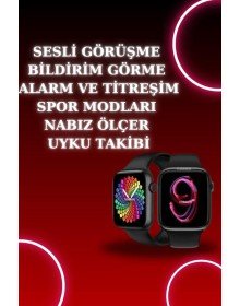 Akıllı Saat Arama Görüşme Bildirim Görme Uyku ve Sağlık Takibi Nabız Ölçer 3 Kordon Hediyeli