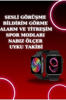 Akıllı Saat Arama Görüşme Bildirim Görme Uyku ve Sağlık Takibi Nabız Ölçer 3 Kordon Hediyeli
