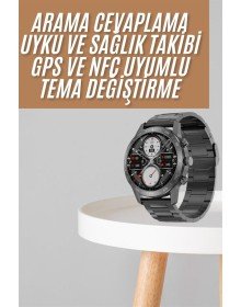 Akıllı Saat Çelik Kordon Çağrı Cevaplama Amoled Ekran Titreşimli Uyku ve Sağlık Takibi