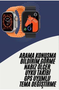 Akıllı Saat Kordon Hediyeli Güçlü Batarya Kapasiteli Titreşimli Bildirim Görme Unisex