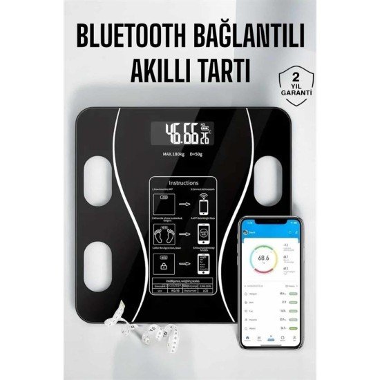 Akıllı Tartı Bluetooth Bağlantılı Yağ Ölçebilen Tartı Yeni Nesil