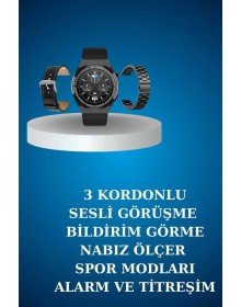 Alarm ve Titreşim Özellikli Akıllı Saat ve Mikrofonlu Kablolu Bluetooth Kulaklık 60 Saat