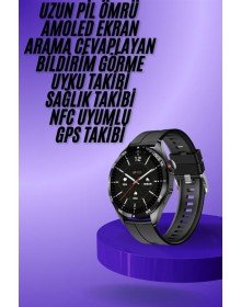 Amoled Ekran 3 Kordonlu Akıllı Saat 5.0 Bluetooth Bağlantılı Android ve İOS Uyumlu