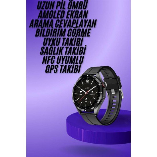 Amoled Ekran 3 Kordonlu Akıllı Saat 5.0 Bluetooth Bağlantılı Android ve İOS Uyumlu