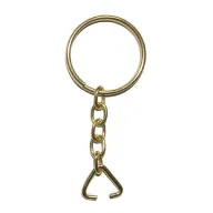 Anahtarlık Halkası, Halka + Zincir + Üçgen, 24mm, Altın, Sarı, 1 Adet