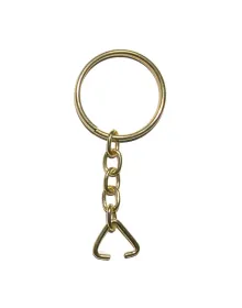 Anahtarlık Halkası, Halka + Zincir + Üçgen, 24mm, Altın, Sarı, 1000 Adet