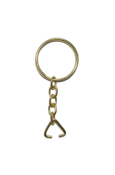 Anahtarlık Halkası, Halka + Zincir + Üçgen, 24mm, Altın, Sarı, 1000 Adet