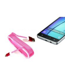 Android Örgü Şeklinde Renkli Çelik Şarj Data Kablosu - Pembe