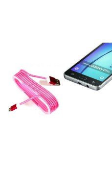 Android Örgü Şeklinde Renkli Çelik Şarj Data Kablosu - Pembe