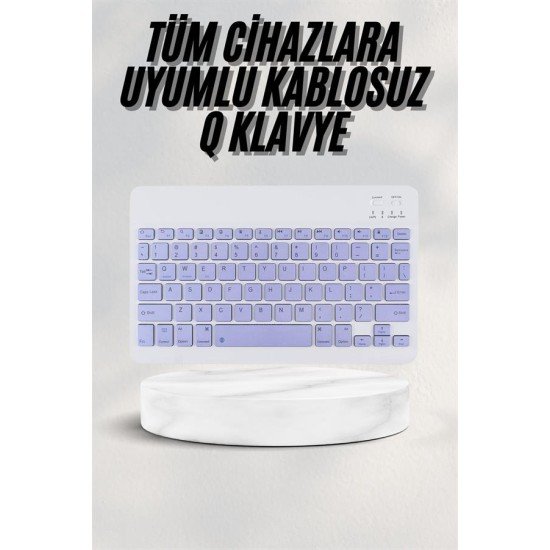 Android ve İOS Uyumlu Bluetooth Kablosuz Türkçe Q Klavye Renkli