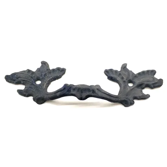 Antika Tarz Dekoratif Pirinç Çiçek Kapı Kulbu - 40x125 mm, Oksit Antika Tarz Dekoratif Pirinç Çiçek Kapı Kulbu - 40x125 mm, Oksit