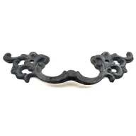 Antika Tarz Dekoratif Pirinç Çiçek Kapı Kulbu - 44x148 mm, Oksit Antika Tarz Dekoratif Pirinç Çiçek Kapı Kulbu - 44x148 mm, Oksit