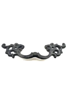 Antika Tarz Dekoratif Pirinç Çiçek Kapı Kulbu - 44x148 mm, Oksit