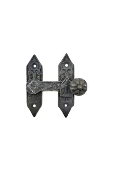 Antika Tarz Dekoratif Pirinç Kapı, Pencere Mandalı - 86x72 mm, Oksit