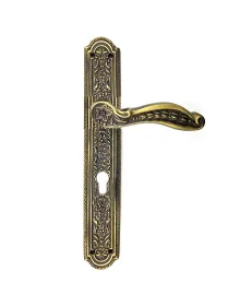 Antika Tarz Dekoratif Pirinç Ulu Model Desenli Banyo, WC Kapı Kolu - 354x57 mm, Antik