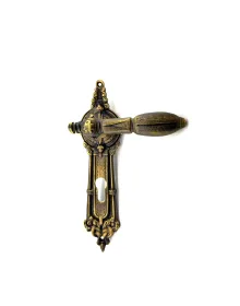 Antika Tarz Dekoratif Pirinç Şato Model Oda Kapı Kolu - 262x83 mm, Antik