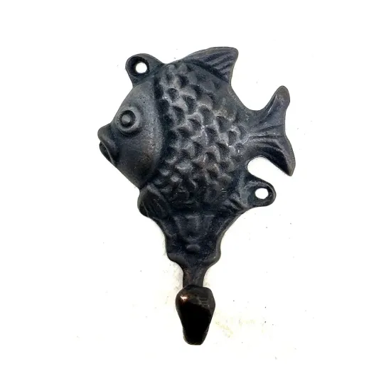 Antika Tarz Dekoratif Pirinç Balık Figürlü Askı - 84x51mm, Oksit Antika Tarz Dekoratif Pirinç Balık Figürlü Askı - 84x51mm, Oksit