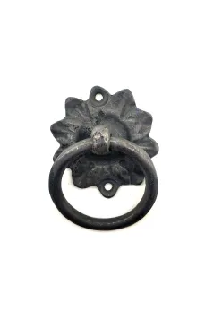 Antika Tarz Dekoratif Pirinç Çiçek Mobilya Kulbu, Kapı Kilit Halkası - 50mm, Oksit