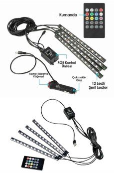Araç İçi Ayak Altı Led 12 Led Işık Sese Müziğe Duyarlı RGB Işıklı Aydınlatma Seti Araç İçi Ayak Altı Led 12 Led Işık Sese Müziğe Duyarlı RGB Işıklı Aydınlatma Seti