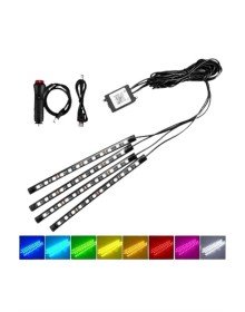 Araç İçi Ayak Altı Led 12 Led Işık Sese Müziğe Duyarlı RGB Işıklı Aydınlatma Seti