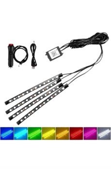 Araç İçi Ayak Altı Led 12 Led Işık Sese Müziğe Duyarlı RGB Işıklı Aydınlatma Seti
