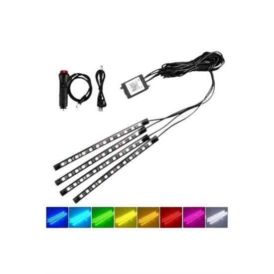 Araç İçi Ayak Altı Led 12 Led Işık Sese Müziğe Duyarlı RGB Işıklı Aydınlatma Seti Araç İçi Ayak Altı Led 12 Led Işık Sese Müziğe Duyarlı RGB Işıklı Aydınlatma Seti