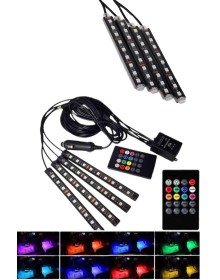 Araç Içi Aydınlatma Kumandalı 12 Led Ayak Altı Led Ambiyans Işığı Sese Duyarlı Kumandalı