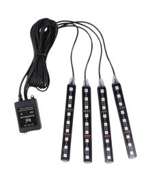 Araç Içi Aydınlatma Kumandalı 12 Led Ayak Altı Led Ambiyans Işığı Sese Duyarlı Kumandalı