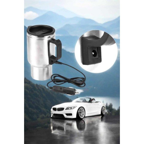 Araç İçi Çelik Su Isıtıcı Termos Bardak Çakmak Girişli Kupa Görünümlü Araç İçi Çelik Su Isıtıcı Termos Bardak Çakmak Girişli Kupa Görünümlü