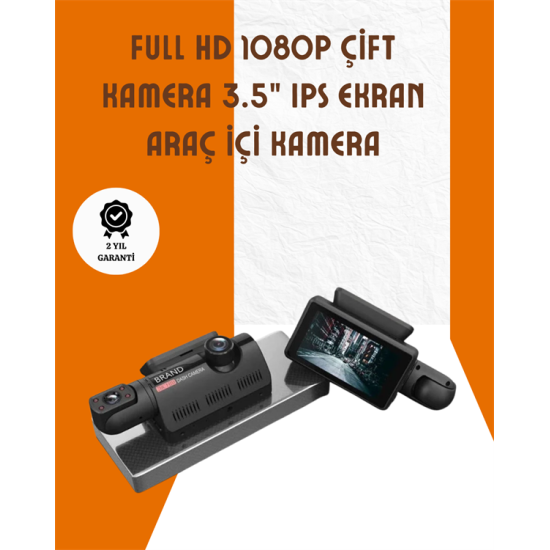 Araç İçi ve Ön Kameralı 3 İnç IPS Ekranlı Full HD Güvenlik Kamerası
