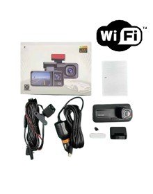 Araç Kamerası - 3 Kameralı Wifi Ön , İç ve Arka Full HD DVR Araç İçi Ekranlı Kamera