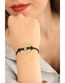 HOPE (Umutlu) Siyah Deri İpli Unisex Mood Bileklik