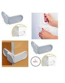 Bebek Çocuk Güvenlik Çekmece ve Dolap İçin Kendiliğinde Yapışkanlı Vidasız Köşe Kapak Kilidi x 2 Adet