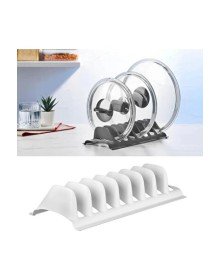 Beyaz - 2 Adet 8 Bölmeli Tencere Kapak Rafı - Simple Tabaklık - Kapak Organizeri