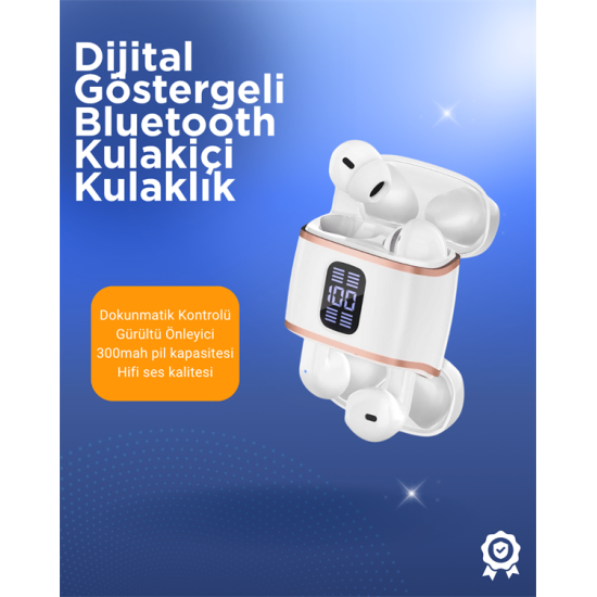 Bluetooth 5.3 Kulaklık – Kulakiçi, ANC+ENC, 4 Adet Set, Dijital Göstergeli