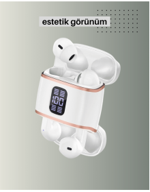 Bluetooth 5.3 Kulaklık – 4 Adet, Çift Kulaklıklı, Dijital Göstergeli, ANC + ENC