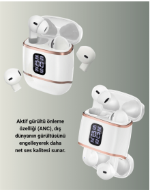 Bluetooth 5.3 Kulaklık – Kulakiçi, ANC+ENC, 4 Adet Set, Dijital Göstergeli