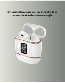 Bluetooth 5.3 Kulaklık – Kulakiçi, ANC+ENC, 4 Adet Set, Dijital Göstergeli