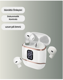 Bluetooth 5.3 Kulaklık – 4 Adet, Çift Kulaklıklı, Dijital Göstergeli, ANC + ENC