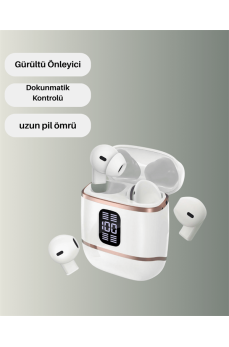 Bluetooth 5.3 Kulaklık – 4 Adet, Çift Kulaklıklı, Dijital Göstergeli, ANC + ENC