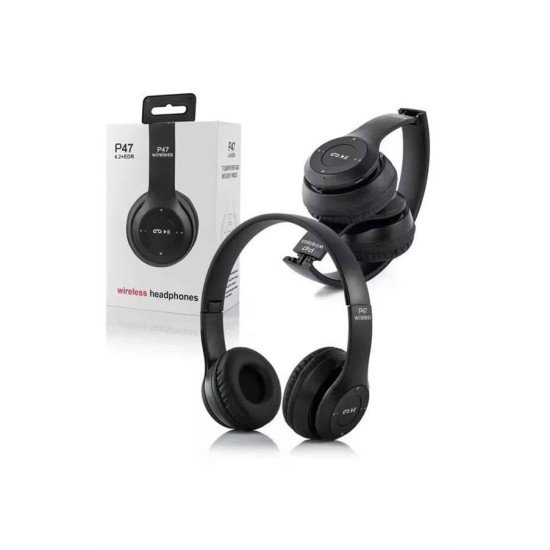 Bluetooth Kablosuz Kulaklık Siyah Wireless 5.0 Kulak Üstü Uzun Pil Ömrü