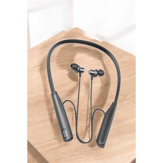 Boyun Askılı Bluetooth Kulaklık Uzun Şarj Süreli Dijital Göstergeli Kablolu