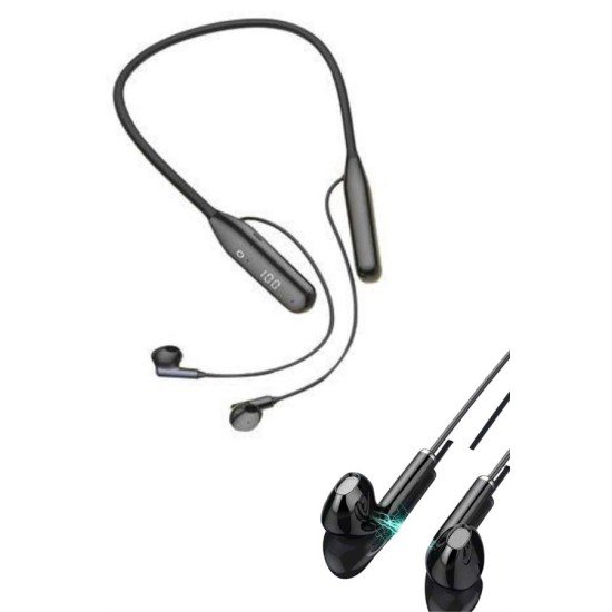 Boyun Bantlı Kablolu Yüksek Ses Kaliteli Bluetooth Kulaklık Uzun Pil Ömrü