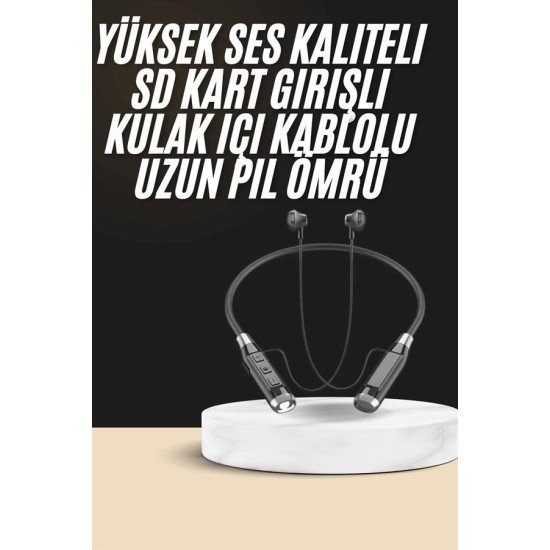 Boyun Bantlı SD Kart Girişli Yüksek Perfomanslı Bluetooth Kulaklık Boyun Bantlı SD Kart Girişli Yüksek Perfomanslı Bluetooth Kulaklık