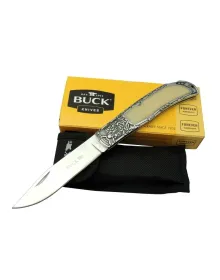Buck Knives BK-009WY Kamp Çakı 23 cm - Sedef & Metal Saplı, Kılıflı, Kutulu